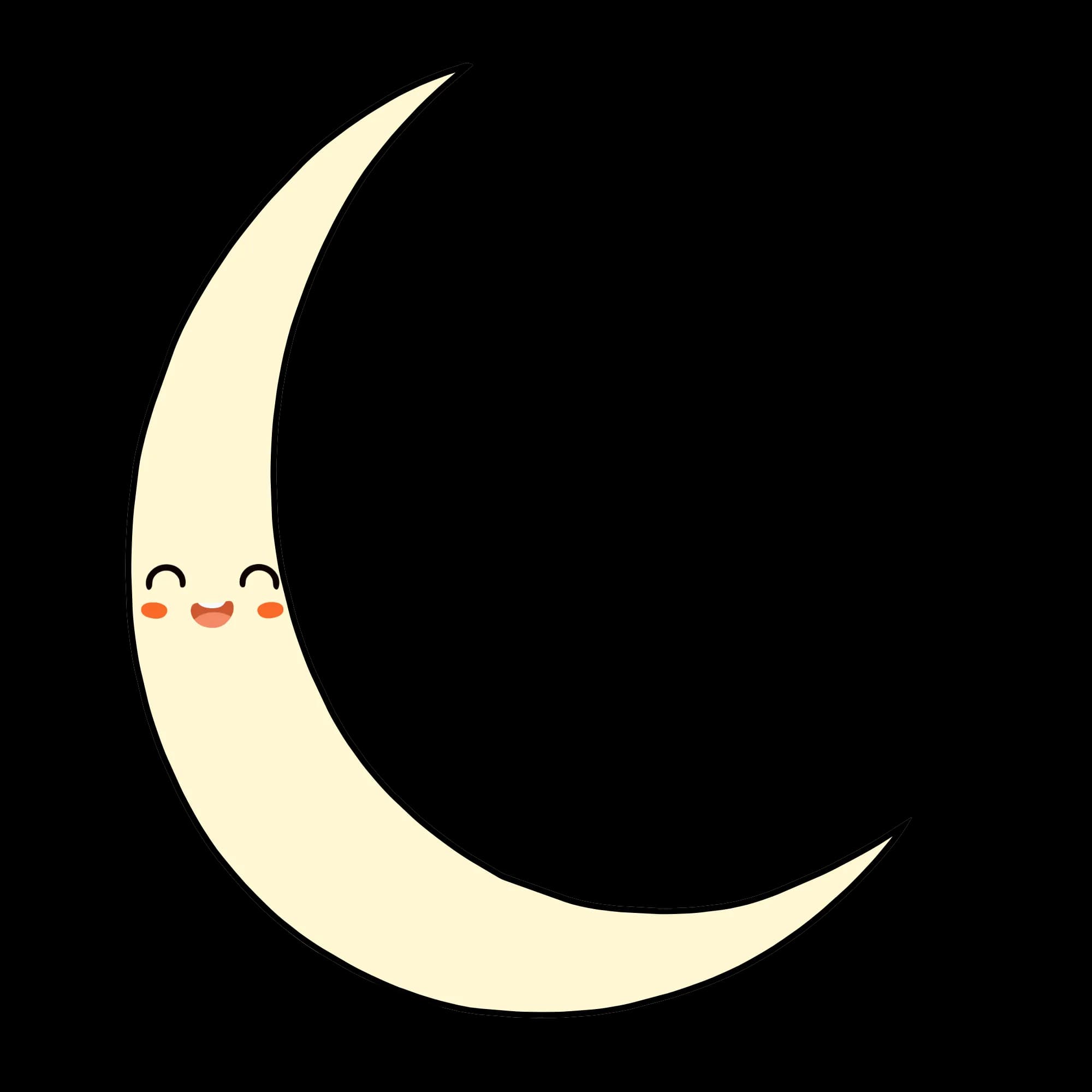 A friendly crescent moon surrounded by stars
